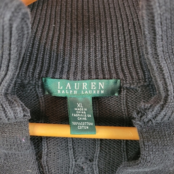 Lauren Ralph Lauren 100% Cotton Cable Knit Sweater Black Size Extra Large - Picture 4 of 9